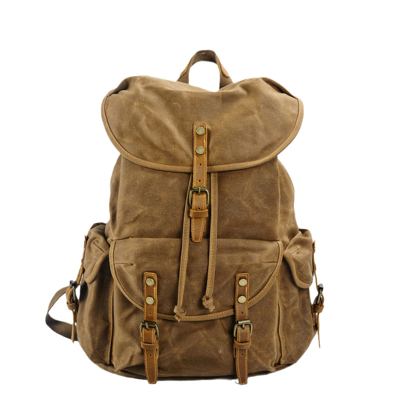 Canvas Backpack Casual - Mochila retrô de lona encerada macia