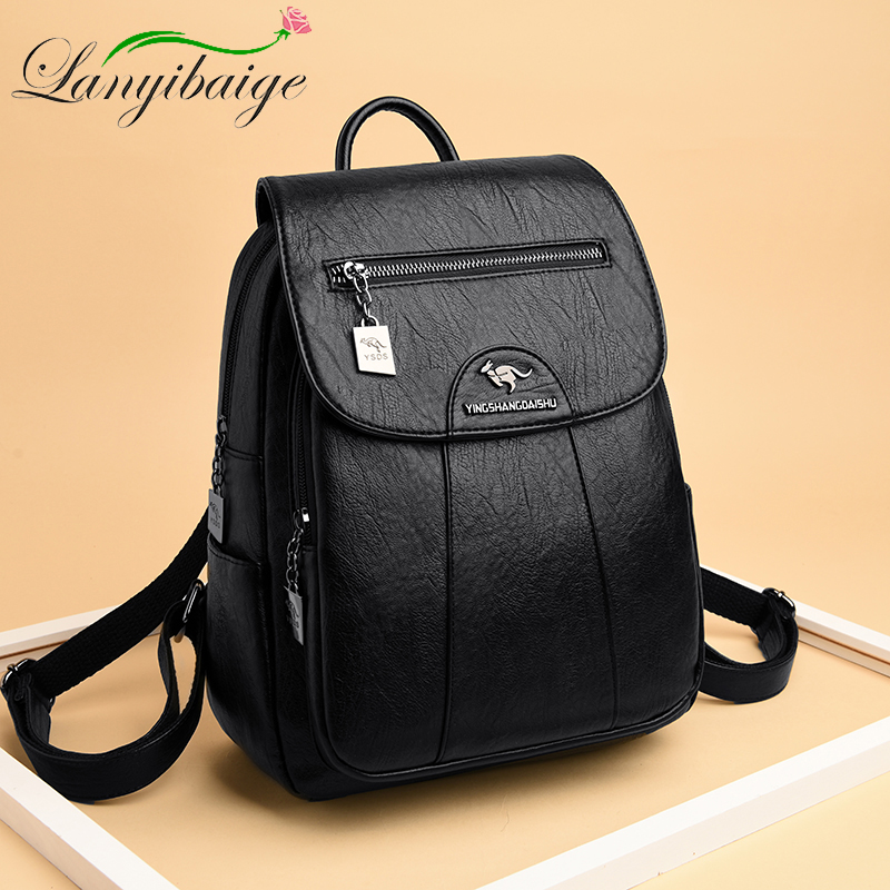 Fashion Backpack Women - Mochila De Couro Macio Para As